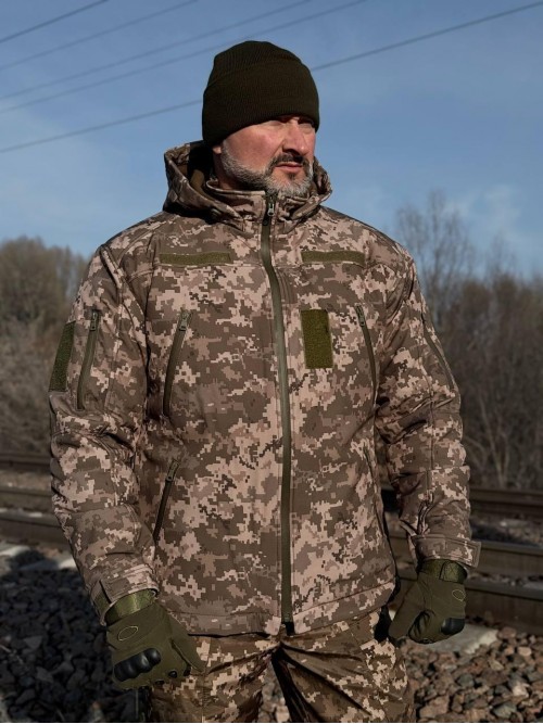 Тактична зимова куртка Soft Shell Піксель Тактична зимова куртка Soft Shell Піксель