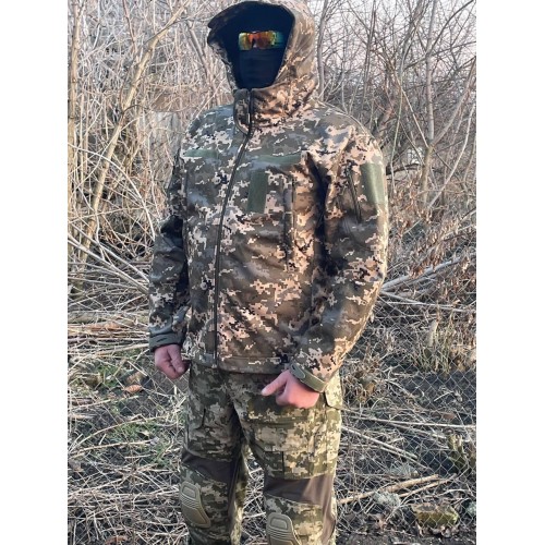 Тактична демісезонна куртка Soft Shell Піксель Тактична демісезонна куртка Soft Shell Піксель