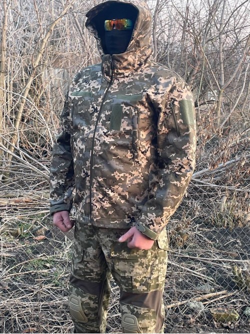 Тактична демісезонна куртка Soft Shell Піксель