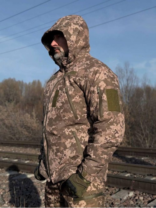 Тактична зимова куртка Soft Shell Піксель Тактична зимова куртка Soft Shell Піксель