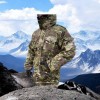 Зимовий щільний бушлат мультикам з високим хутряним коміром