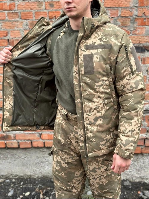 Зимова куртка тактична піксель Taslan